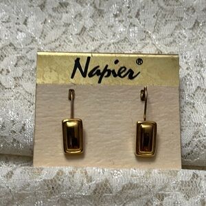 Napier/vintage gold earrings, 1”